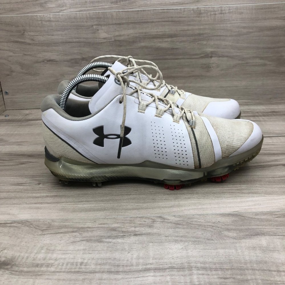 Under Armour Golf Shoes Mens 9 Spieth Soft Spike White Lace Up Cleat Sneakers